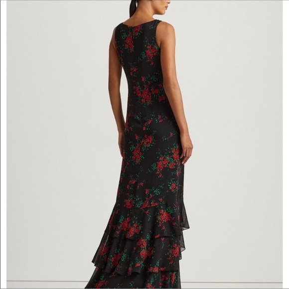 NWT RALPH LAUREN tiered ruffled holiday floral maxi dress size 0 - Picture 3 of 11